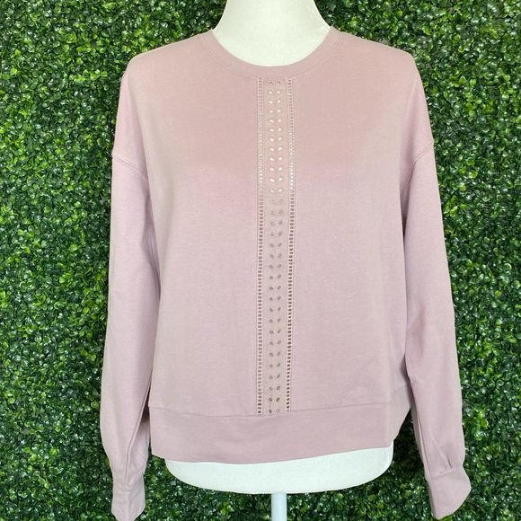 NWOT Mauve Pink Embroidered Sweatshirt - Picture 1 of 3